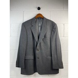 Vintage Brooks Brothers Men'sWool Blazer Black Gray Herringbone Tweed Jacket 46R